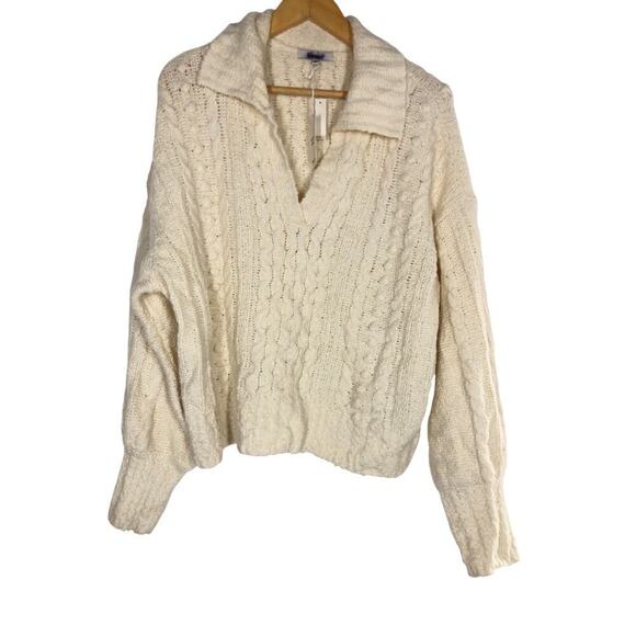 Madewell Cotton Merino Wool Sweater Cable Knit Blend  NWT L - Picture 4 of 11